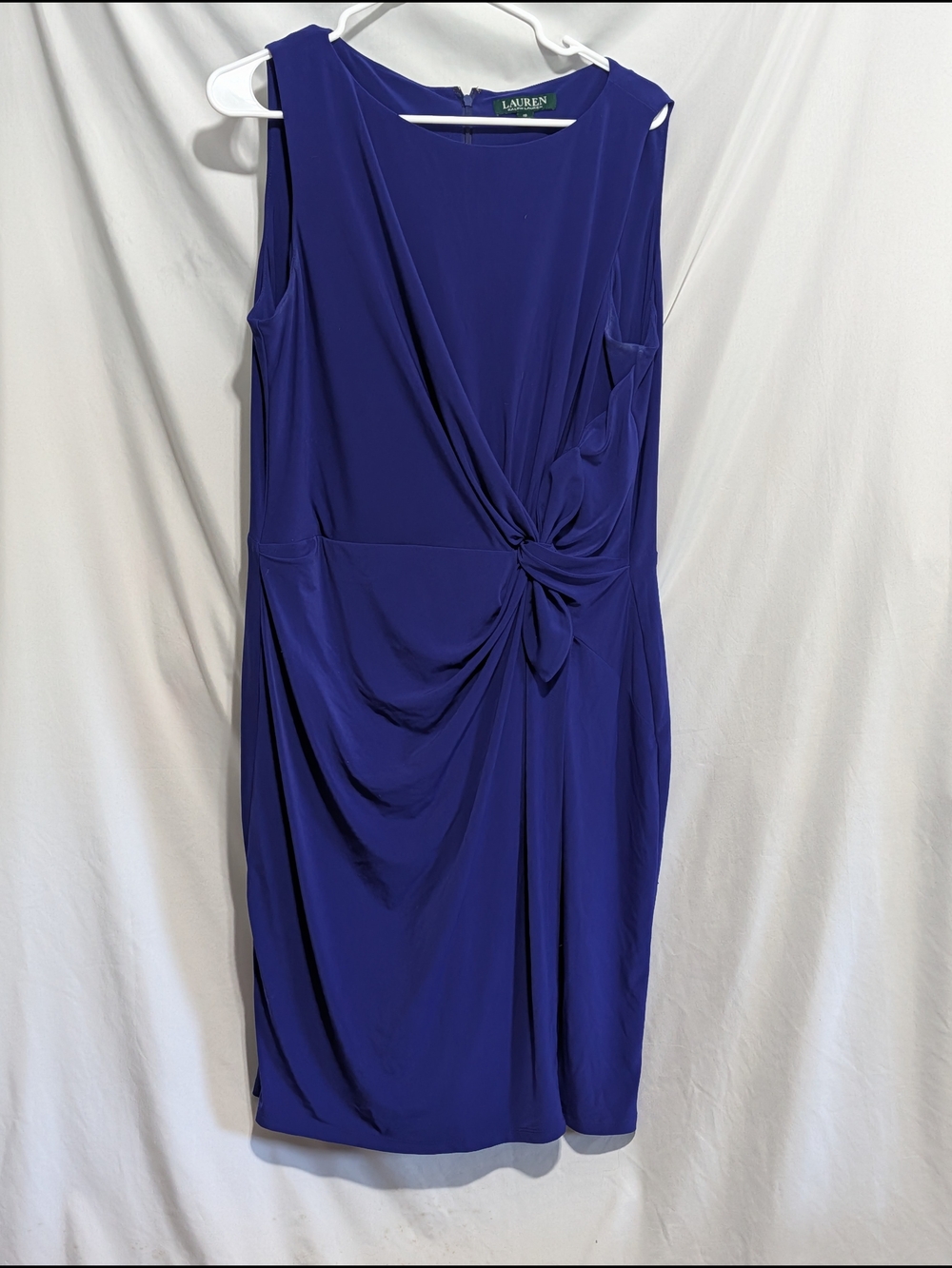 Lauren Ralph Lauren Sleeveless Knot-Front Midi Dress in Indigo Blue
